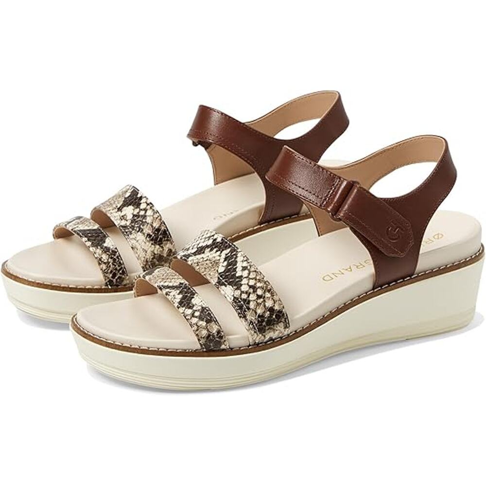 NWT Cole Haan Womens Originalgrand Sandals,Pecan/Sandollar,Snake Print/Ivory-10